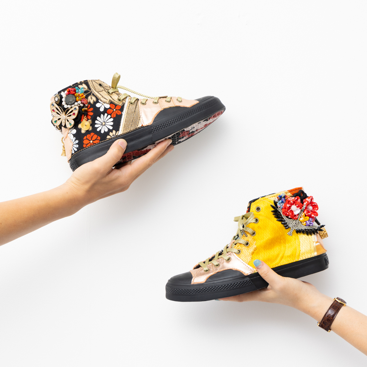 【新作】着物帯リメイクスニーカー「夢際の蜃気楼」Size 24.5cm