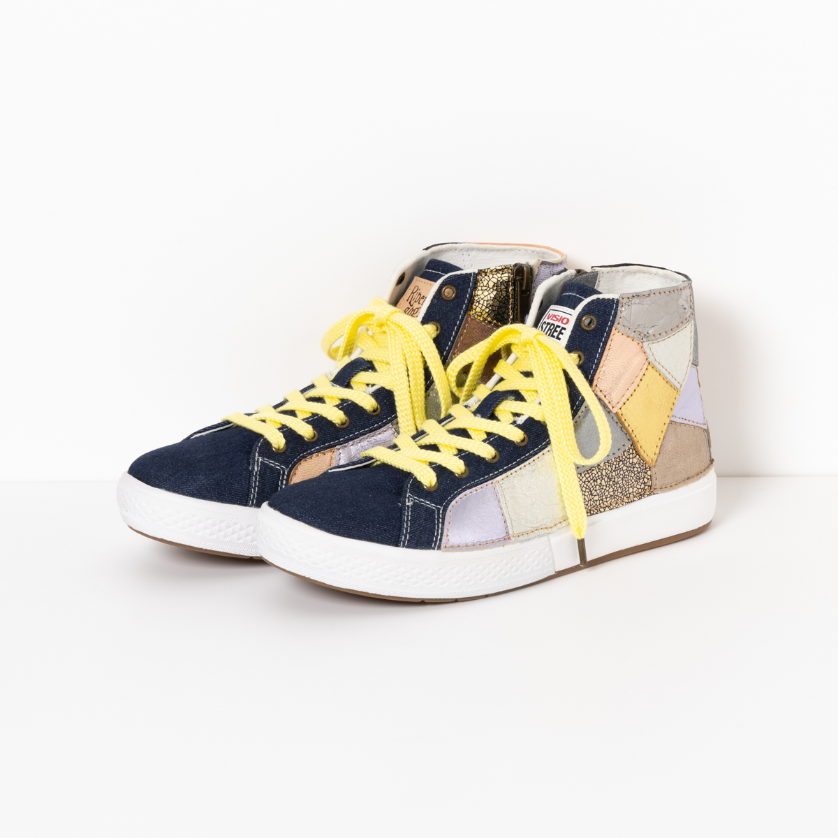 【新作】サイドジップレザーリメイクスニーカー「Worldwide」Size 23.5cm