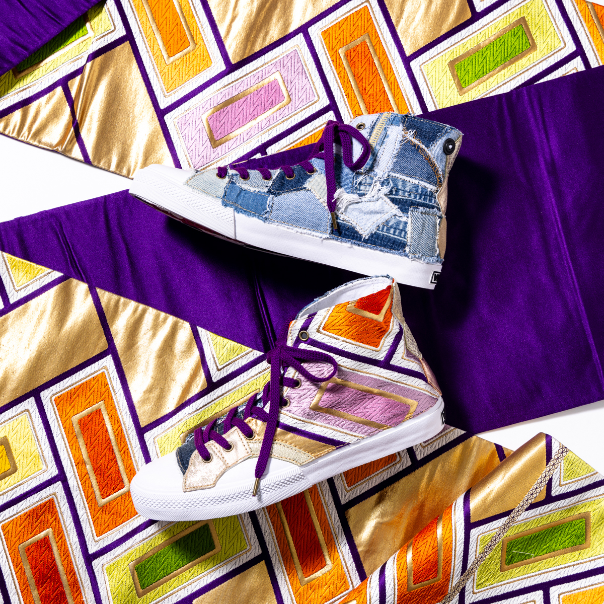 【新作】着物リメイクスニーカー「ジオメトリックマジック」Size 27.0cm