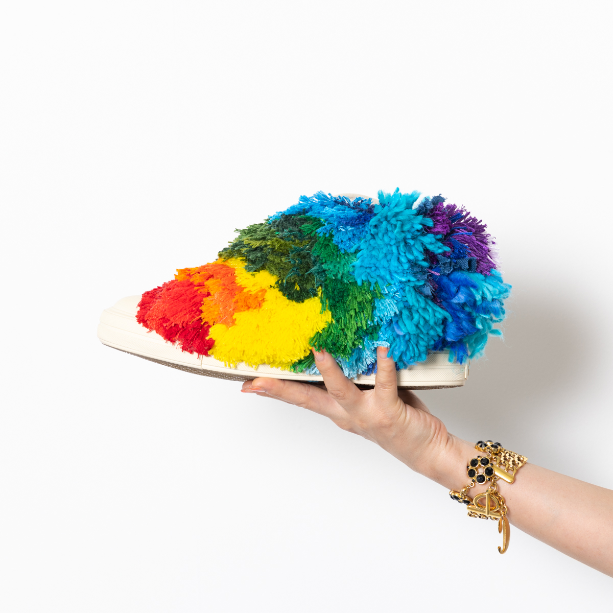 【オーダーメイド】毛糸リメイクスニーカー「Circle of Life」Size 27.0cm