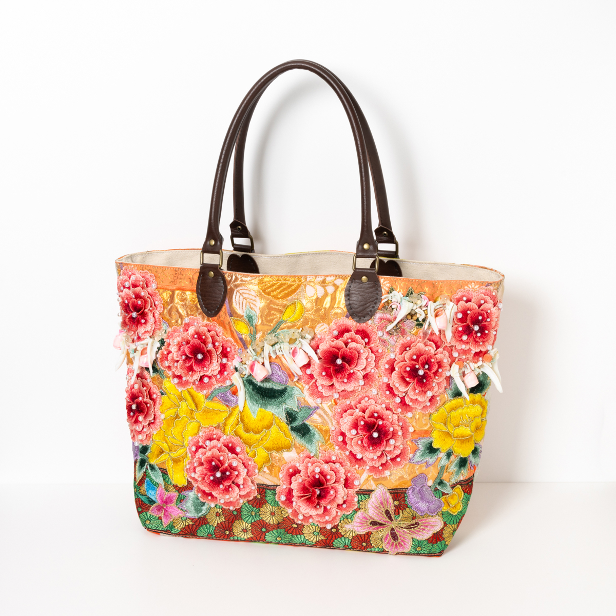 【新作】着物リメイクトートバッグ「花宙曼荼羅 -HANASORA MANDARA-」