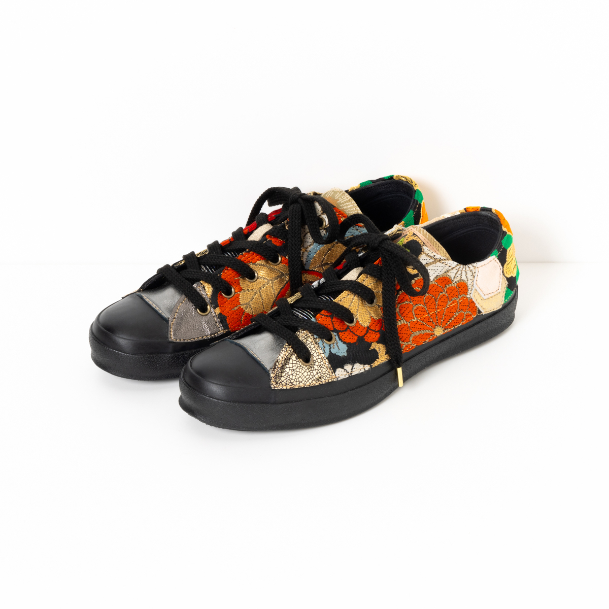 【オーダーメイド】着物帯リメイクスニーカー「菊月星」Size 24.5cm