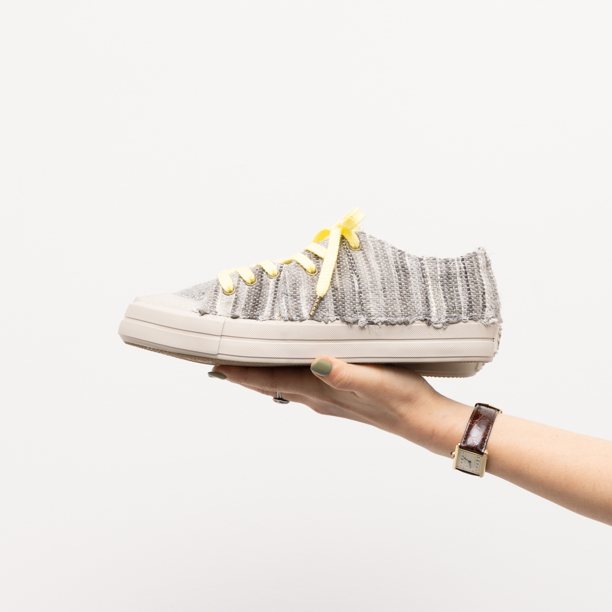 【オーダーメイド】裂き織りリメイクスニーカー「春の息吹」Size 23.0cm