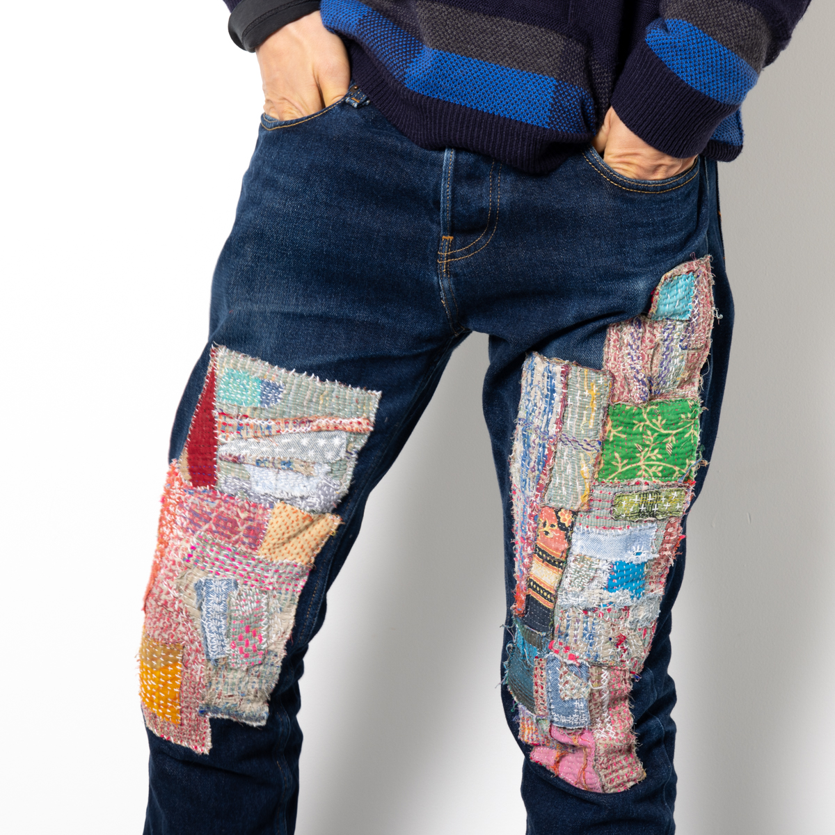 【新作】ラリーキルト刺し子パンツ「WEB限定 CUSTOM DENIM ラリーキルト刺し子パンツ」