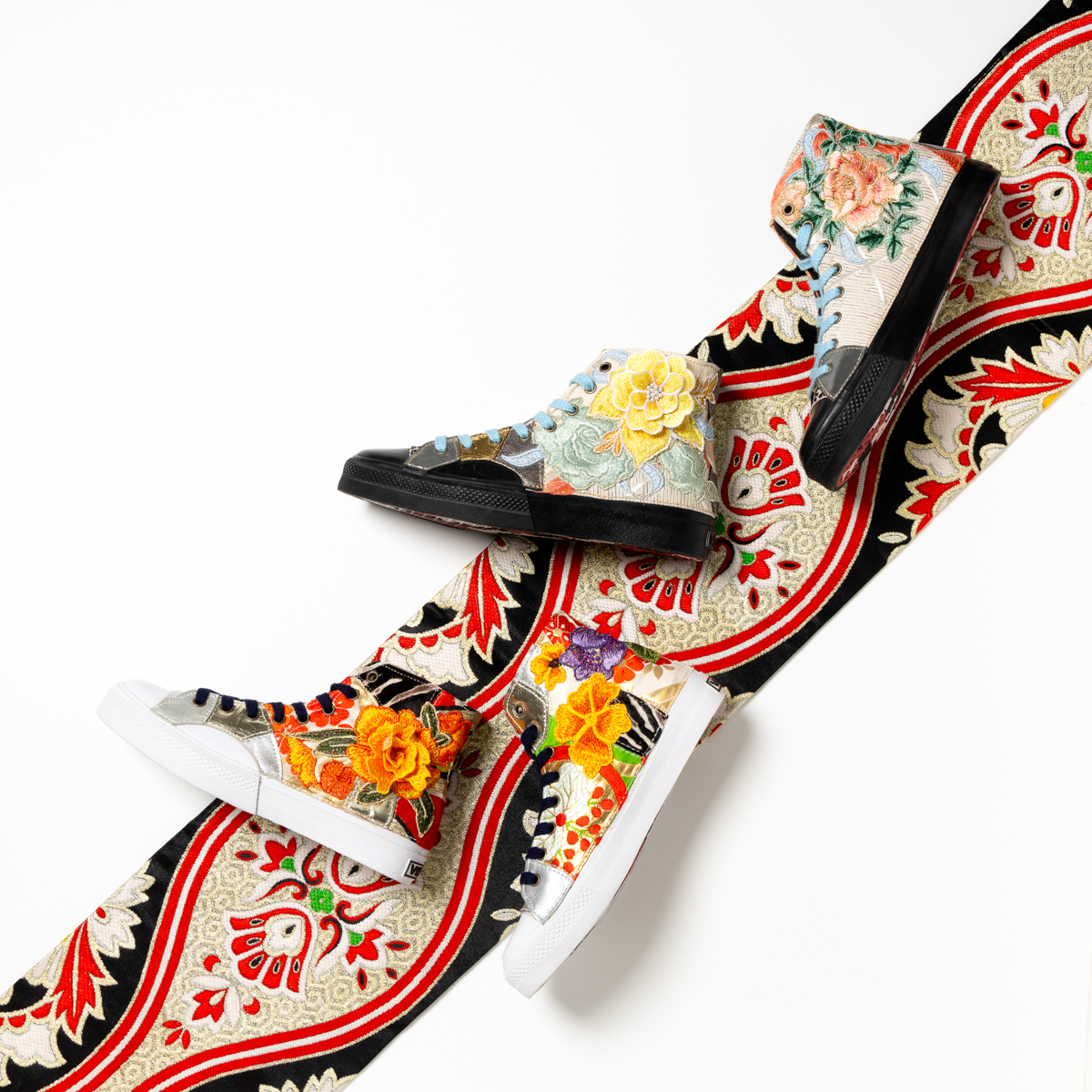 【新作】着物帯リメイクスニーカー「FLORA」Size 23.0cm