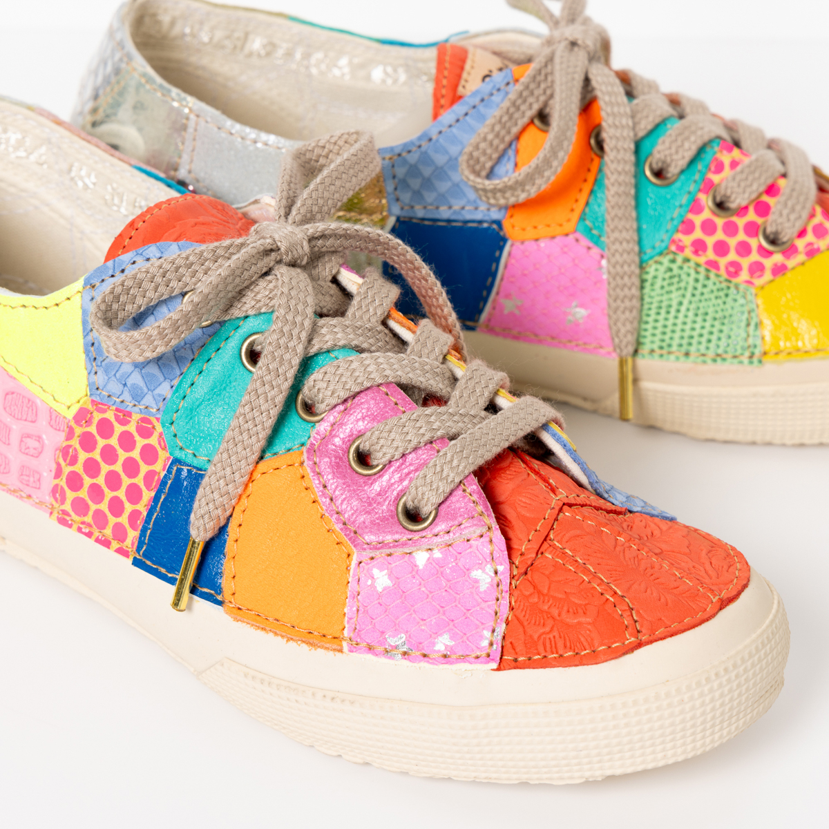 【新作】レザーリメイクスニーカー「Marshmallow Sky」Size 24.0cm