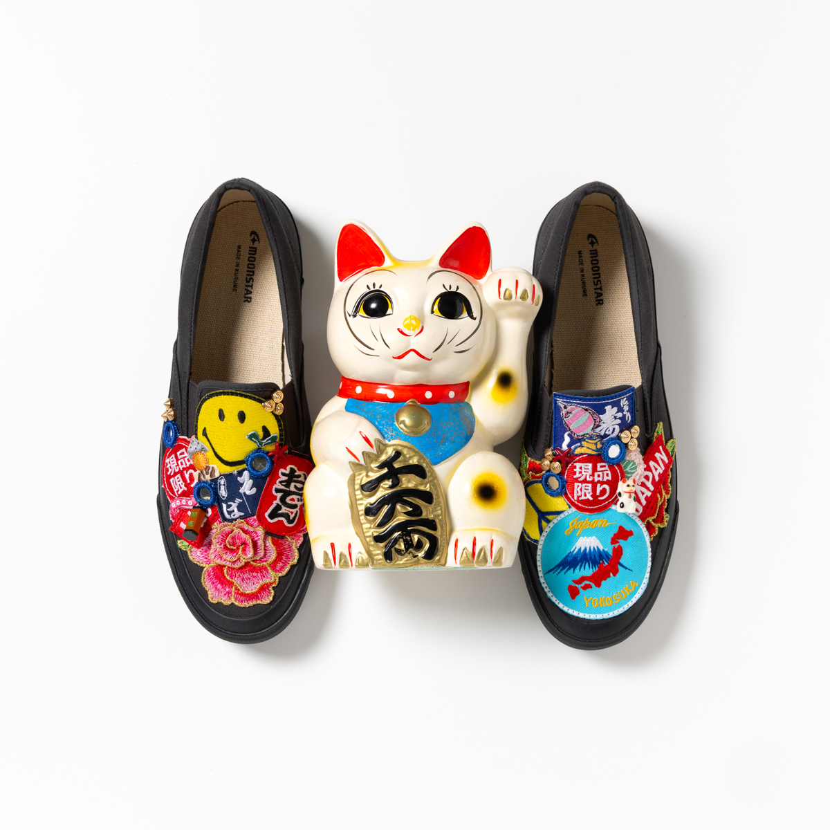 【MOONSTAR】ワッペンリメイクスリッポン「日々是好日」Size 28.0cm