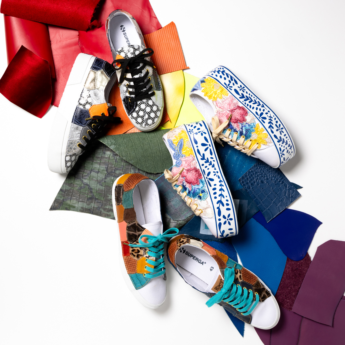 【SUPERGA】レザーリメイクスニーカー「No ordinary morning」Size 27.5cm