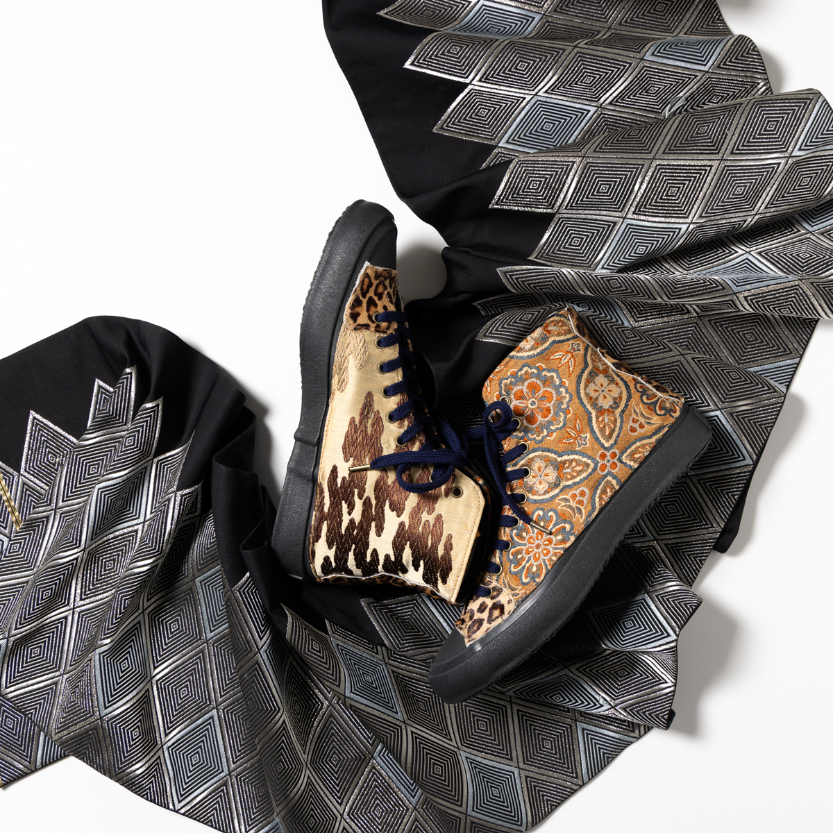 【MOONSTAR】着物リメイクスニーカー「待ちぼうけの街路樹」Size 26.0cm